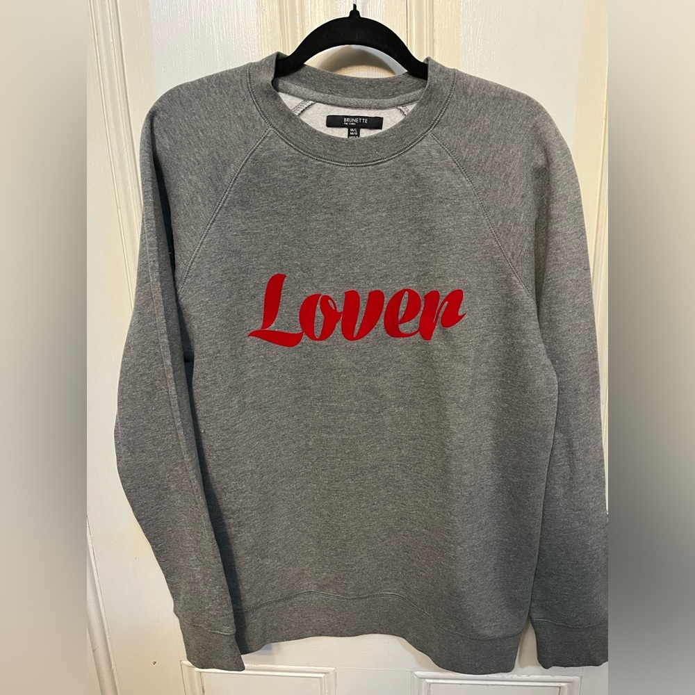 Gray Sweater with Red Print